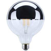 5 in. Dia. - LED G40 Silver Bowl Globe Filament Bulb - 8 Watt - 100 Watt Equal - Warm White - 800 Lumens - 2700 Kelvin - Medium Base - 90 CRI - 120 Volt - Satco S12545