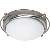13.5 in. Flush Mount Ceiling Light Fixture - Frosted Glass - Nickel Finish - Polaris Collection - Uses (2) Incandescent or LED Bulbs - Medium Base - 120 Volt - Nuvo 60-608