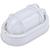8.5 in. Color Selectable LED Oval Cage Bulk Head Fixture - Ribbed Glass Lens - White Finish Thumbnail