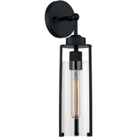 17 in. x 5 in. Wall Sconce Fixture - Clear Glass - Black Finish - Marina Collection - Uses (1) Incandescent or LED Bulb - Medium Base - 120 Volt - Nuvo 60-7161