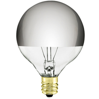 25 Watt - 2.1 in. Dia. - G16.5 Globe Incandescent Light Bulb - Clear Silver Bowl - Candelabra Brass Base - 120 Volt - Satco S3244