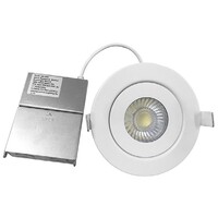 650 Lumens - 9 Watt - 4 in. Color Selectable LED Gimbal Downlight Fixture - Hardwire - Kelvin 2700-3000-3500-4000-5000 - 65 Watt Incandescent Equal - Round - White Trim - 90 CRI - 120 Volt - Euri Lighting DLC4G-9W105se