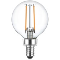 2 in. Dia. - LED G16 Globe Filament Bulb - 3 Watt - 25 Watt Equal - Warm White - Clear Finish - 250 Lumens - 2700 Kelvin - Candelabra Base - 92 CRI - 120 Volt - PLT-13250