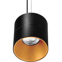 6 in. x 6 in. Wattage Selectable LED Pendant Fixture - Gold Baffle - Black Finish - 4600 Lumen Max - Watts 20-30-40 - 3500 Kelvin - 36 Deg. Flood - 8 ft. Adjustable Cable - 120-277 Volt - PLT PremiumSpec PLT-90402