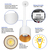 6 in. x 6 in. Wattage Selectable LED Pendant Fixture - Gold Baffle - White Finish Thumbnail