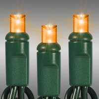 LED Mini Light Stringer - 17 ft. - (50) LEDs - Amber-Orange - 4 in. Bulb Spacing - Green Wire - Male to Female Plugs - 120 Volt - Christmas Lite Co. CMS-50WA-4GOR