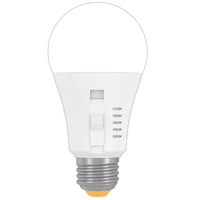 800 Lumens - 9 Watt - LED A19 Light Bulb with 5 Selectable Color Temperatures - Kelvin 2700-3000-3500-4000-5000 - 60 Watt Equal - Medium Base - 92 CRI - 120-277 Volt - Green Creative 38346