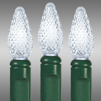 24 ft. - Pure White - LED C6 Christmas String Light - 70 Bulbs - Green Wire - 4 in. Spacing - 45 Max. Connections - Commercial Grade