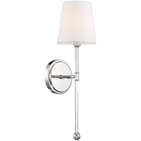 19 in. x 5.5 in. Wall Sconce Fixture - White Shade - Nickel Finish - Olmstead Collection - Uses (1) Incandescent or LED Bulb - Candelabra Base - 120 Volt - Nuvo 60-6688