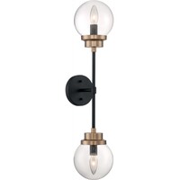 26 in. x 6 in. Wall Sconce Fixture - Clear Glass - Black and Nickel Finish - Axis Collection - Uses (2) Incandescent or LED Bulbs - Candelabra Base - 120 Volt - Nuvo 60-7122