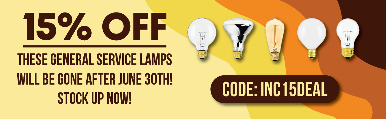 15% Off these General service lamps.